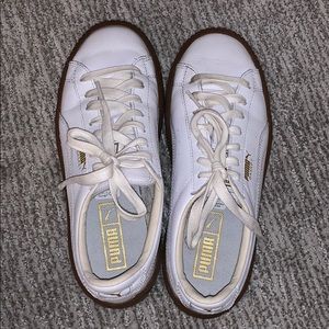 Puma White/Brown Platform Sneakers